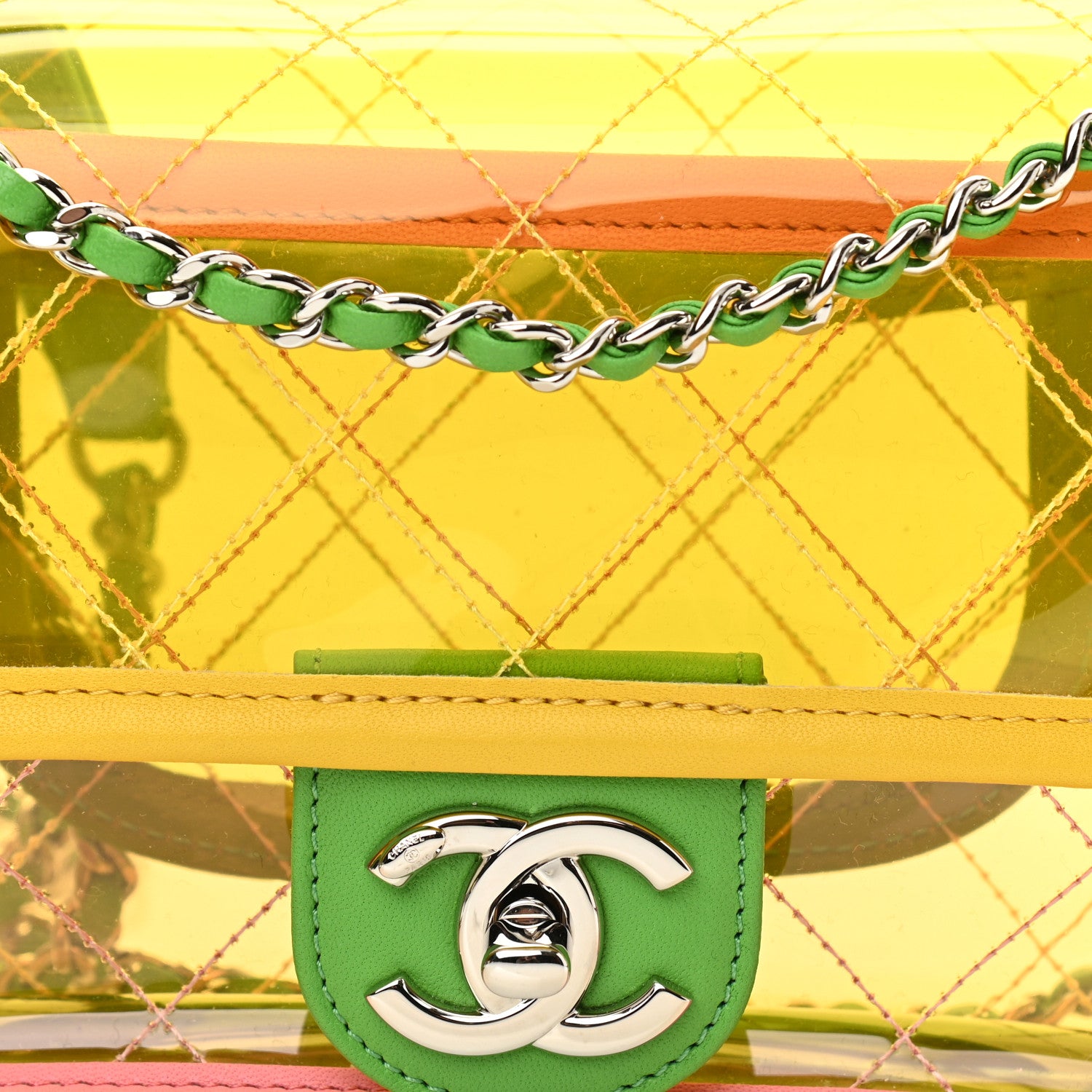 Chanel Lambskin PVC Quilted Mini Coco Splash Flap Yellow Green Pink 8 of 10