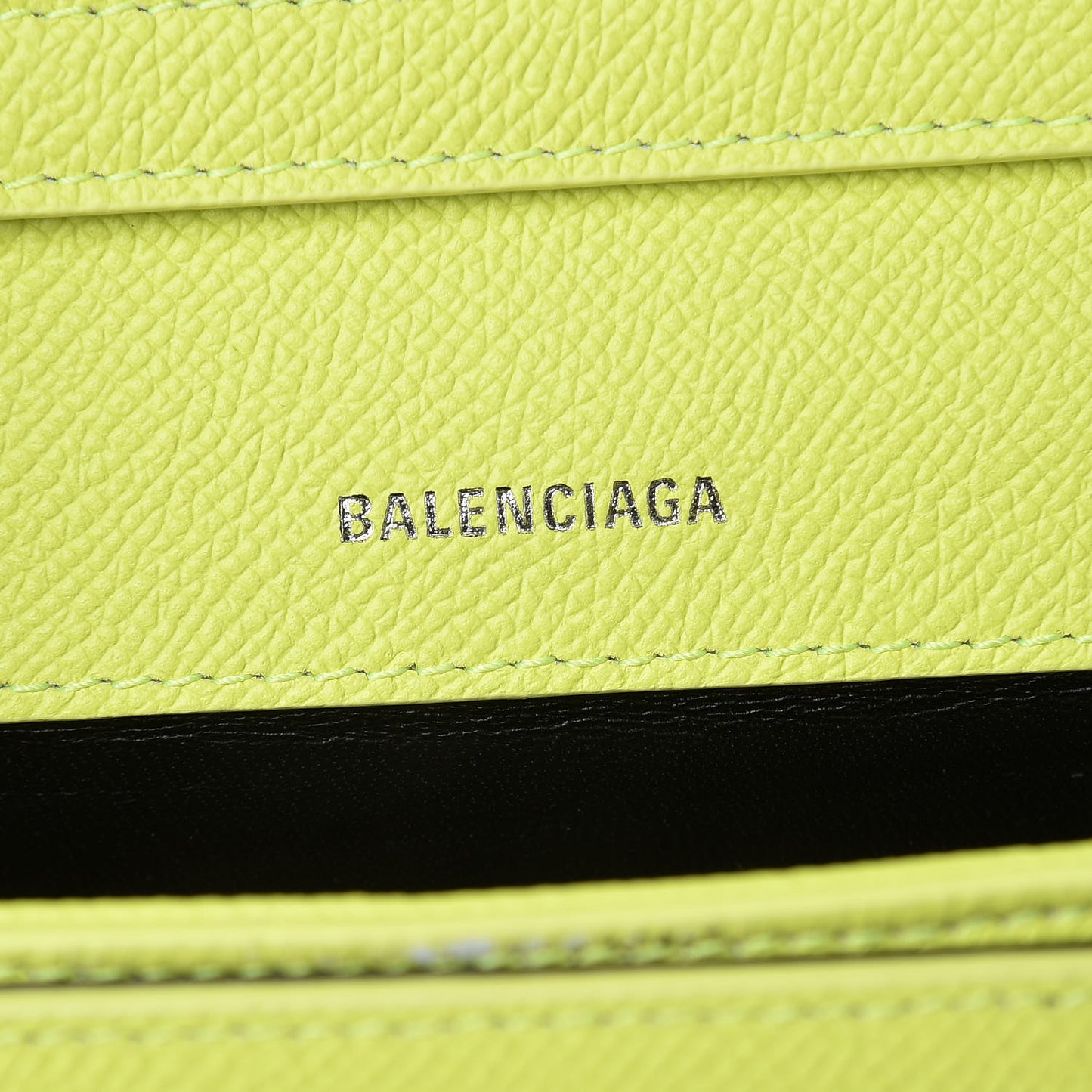 Grained Calfskin Logo Print Ville Day Bag XS Acid Green