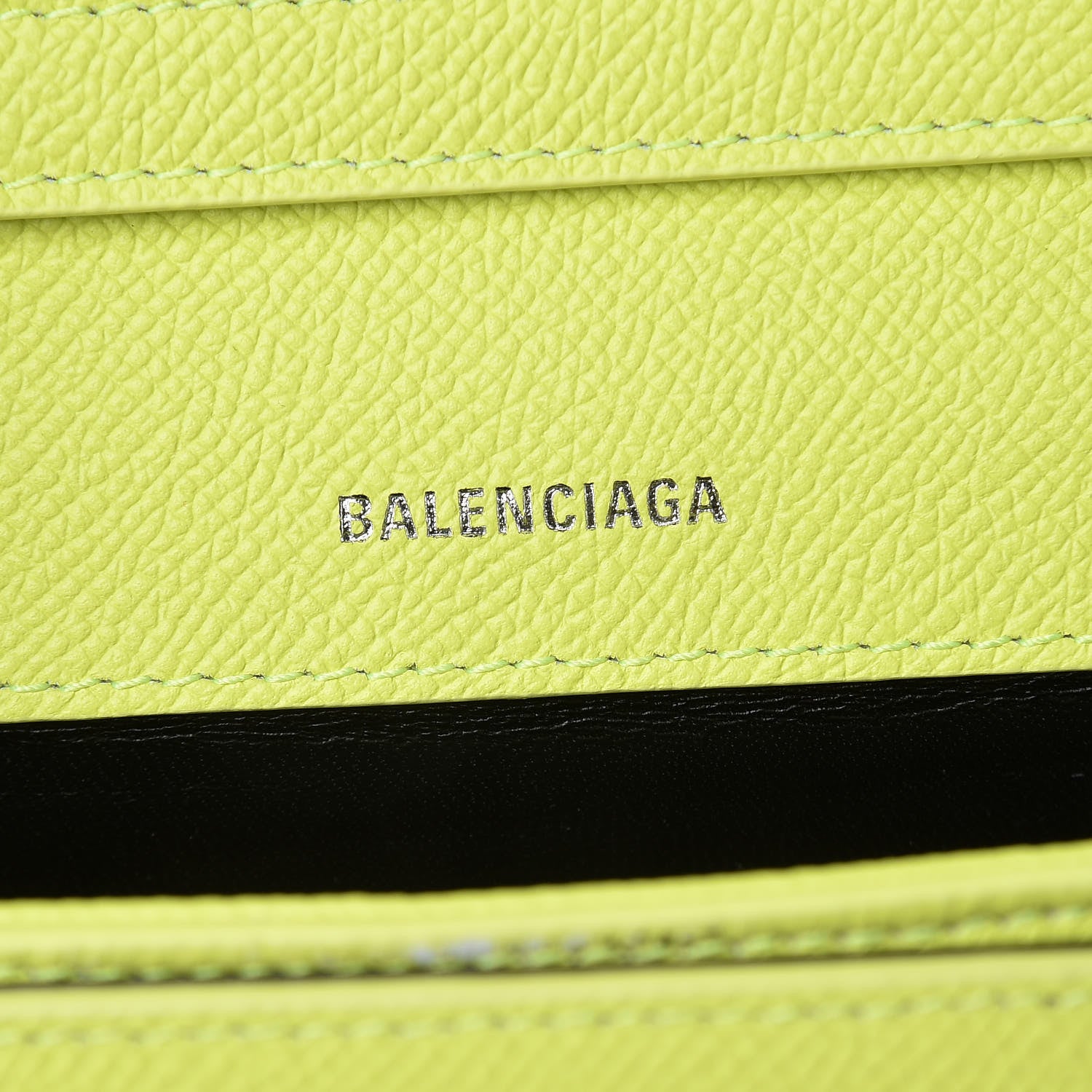 Balenciaga Grained Calfskin Logo Print Ville Day Bag XS Acid Green 6 of 12