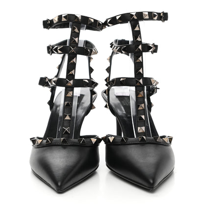 Valentino Garavani Calfskin Nappa Rockstud Ankle Strap 65mm Pumps 37.5 Black 2 of 8
