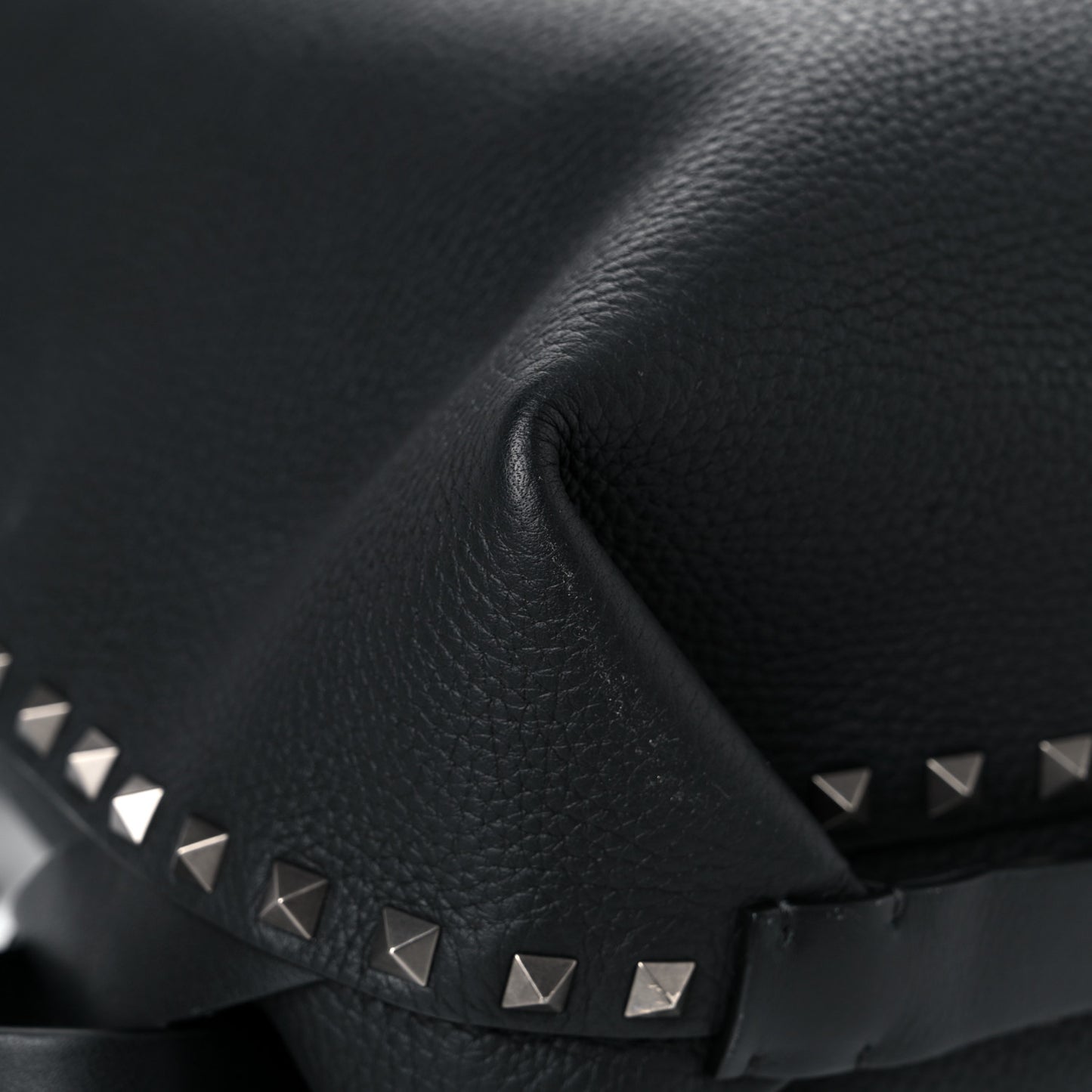 Grained Calfskin Rockstud Backpack Black