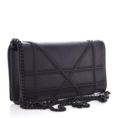 Christian Dior Ultra Matte Calfskin Studded Diorama Croisiere Chain Wallet Black 3 of 8
