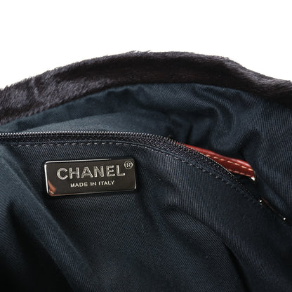 Chanel Aged Calfskin Pony Hair Quilted Miss Pony Drawstring Tote Brown 6 of 13