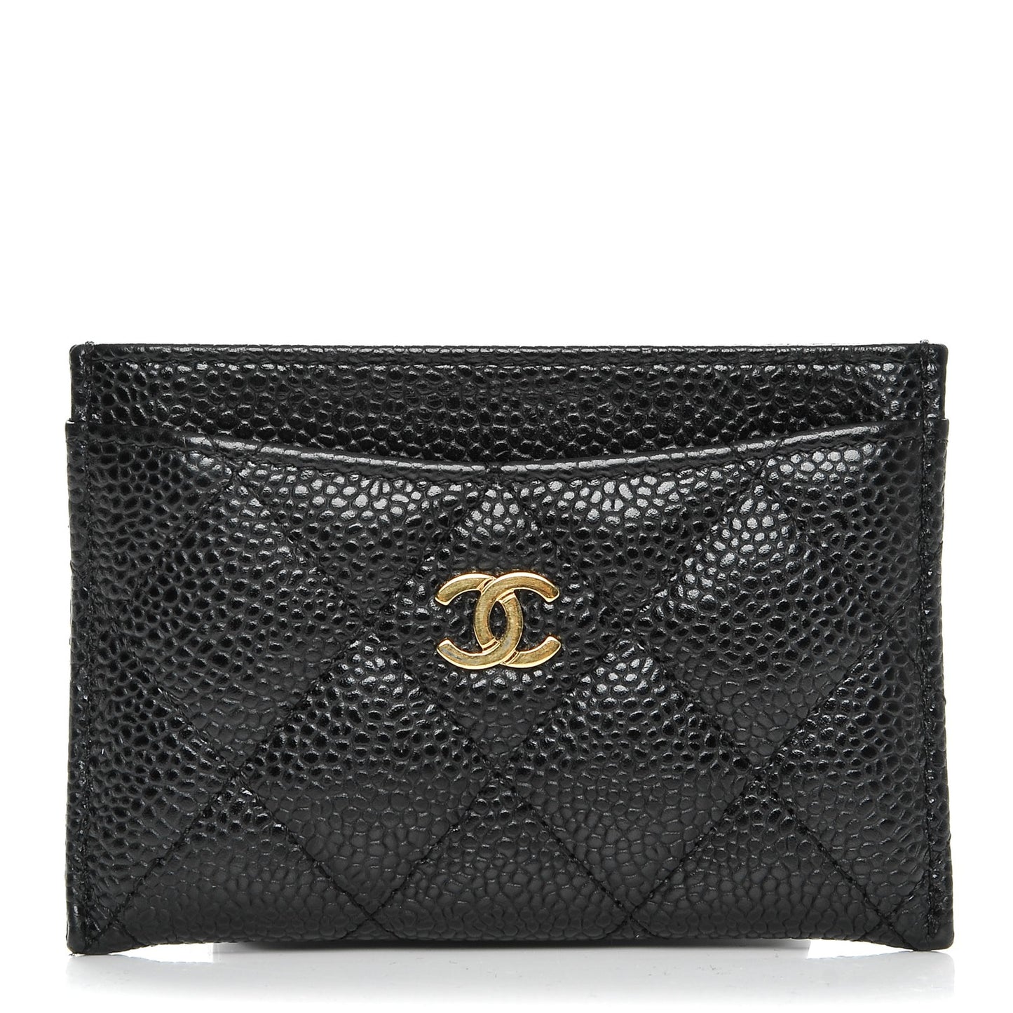 Caviar Quilted Card Holder Black
