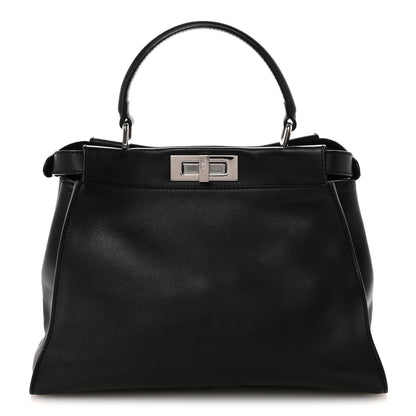 Fendi Vitello Seta Snakeskin Crocodile Monster Eyes Medium Peekaboo Iconic Satchel Black Girasole 1 of 8