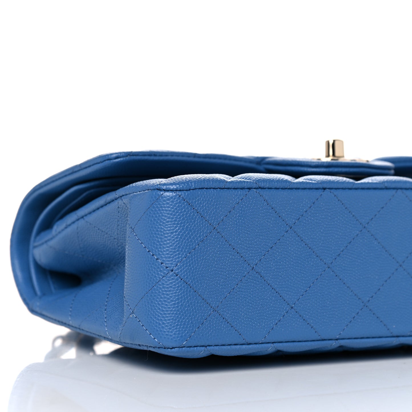 Caviar Quilted Small Double Flap Blue