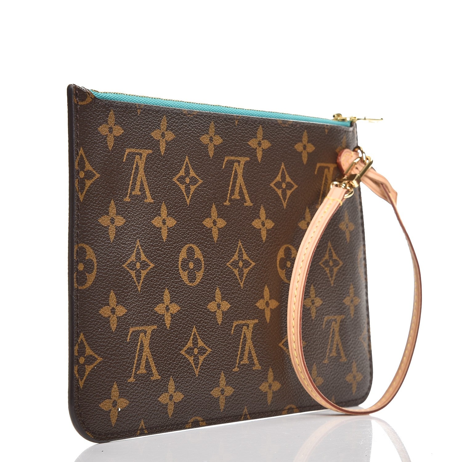 Louis Vuitton Monogram Neverfull MM GM Pochette Turquoise 3 of 7