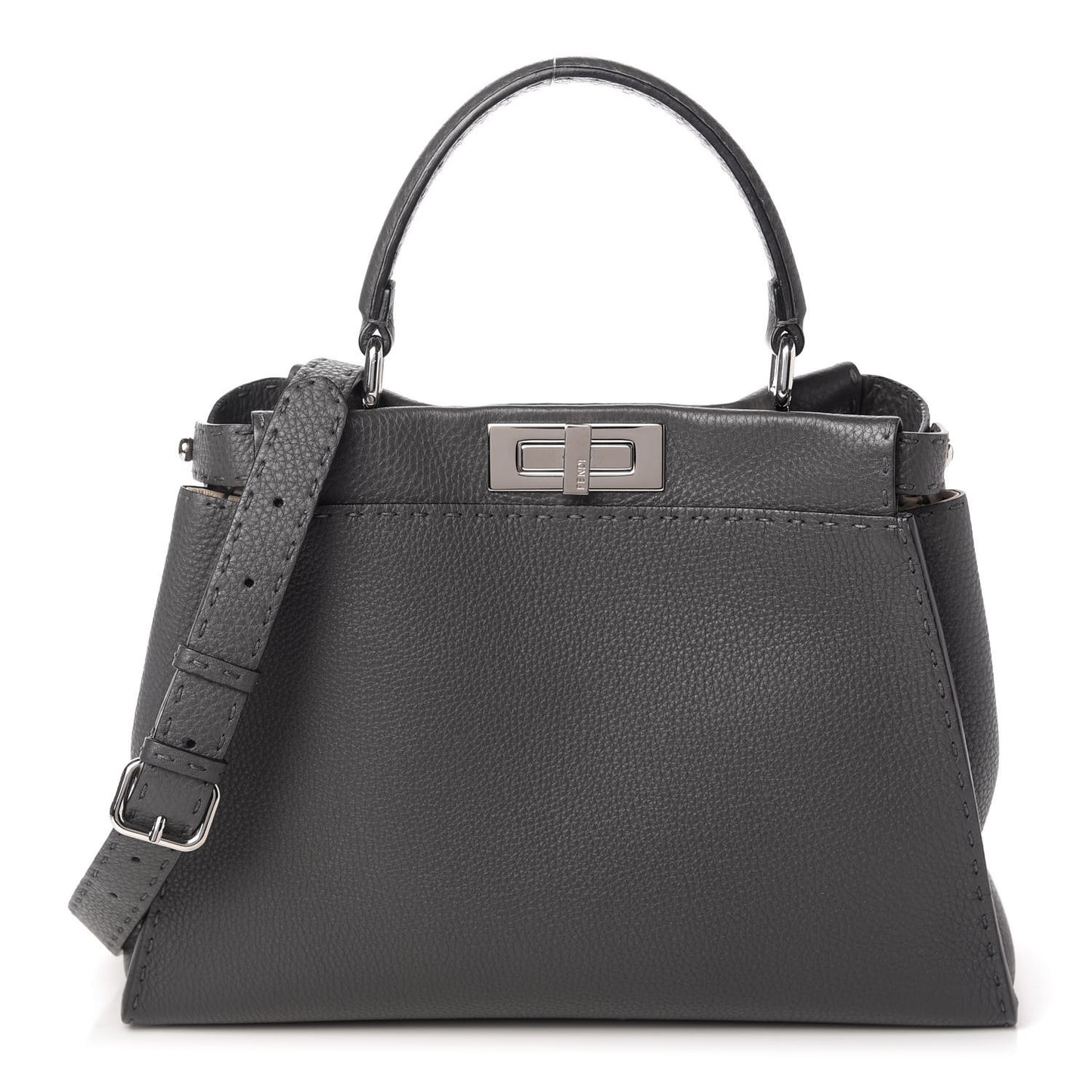 Cuoio Romano Selleria Bi-Color Medium Peekaboo Iconic Satchel Asfalto Latte