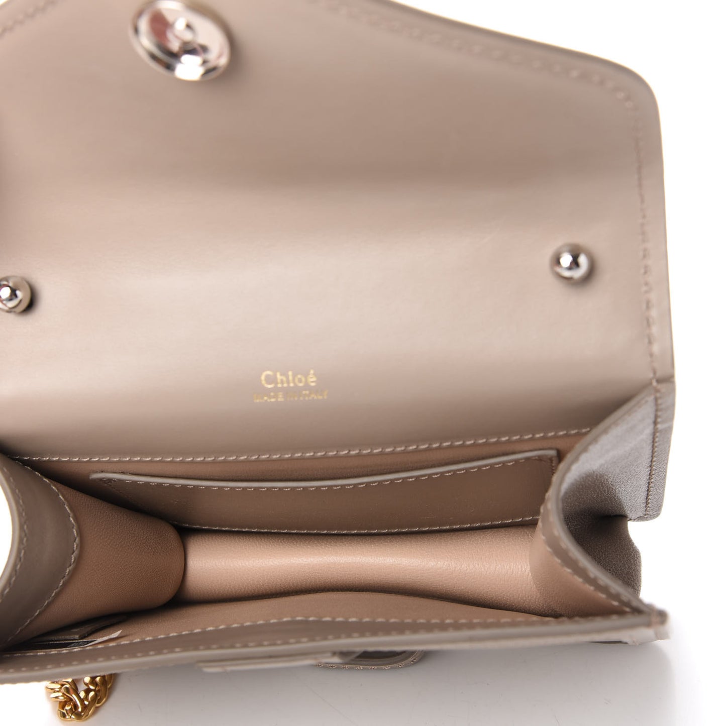 Shiny Goatskin Calfskin Mini Aby Chain Shoulder Bag Motty Grey