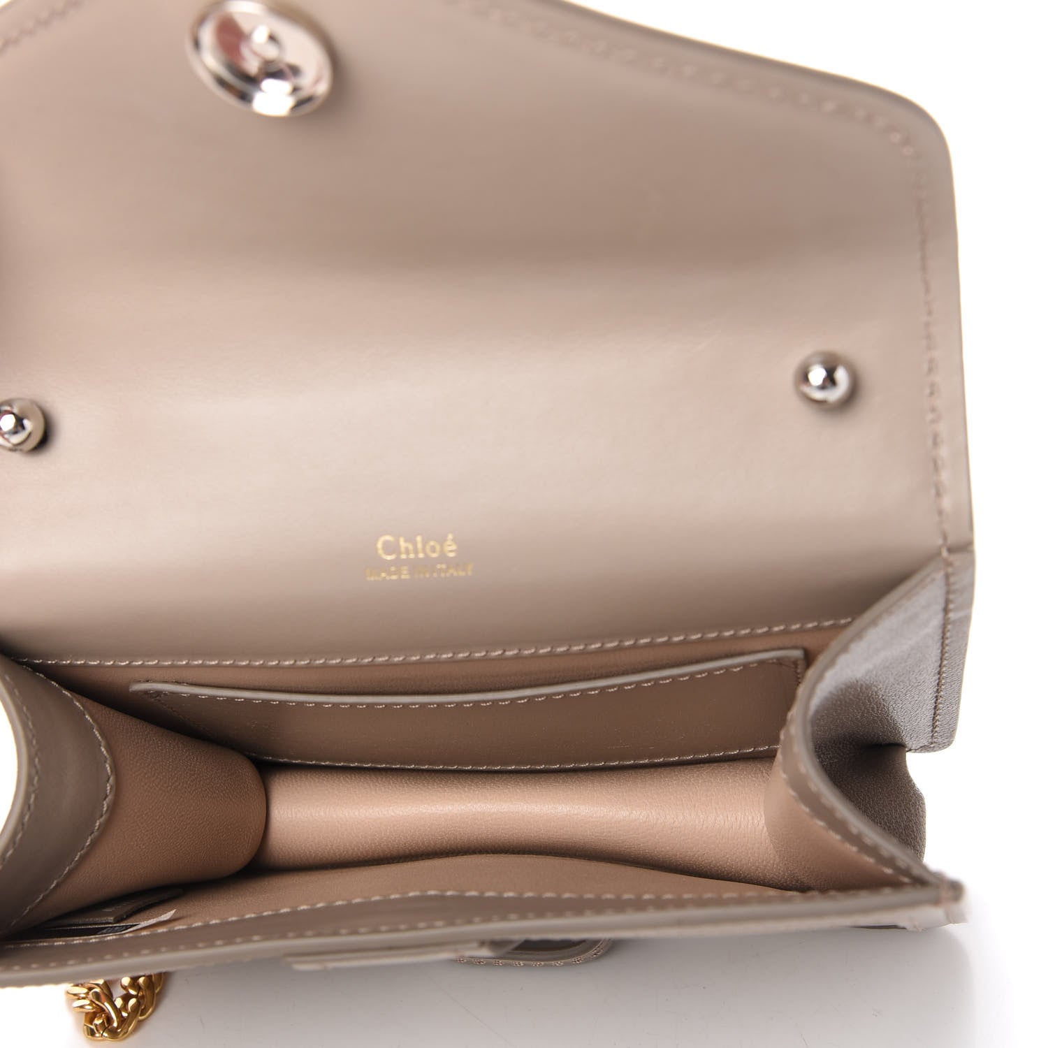 Chloe Shiny Goatskin Calfskin Mini Aby Chain Shoulder Bag Motty Grey 5 of 9