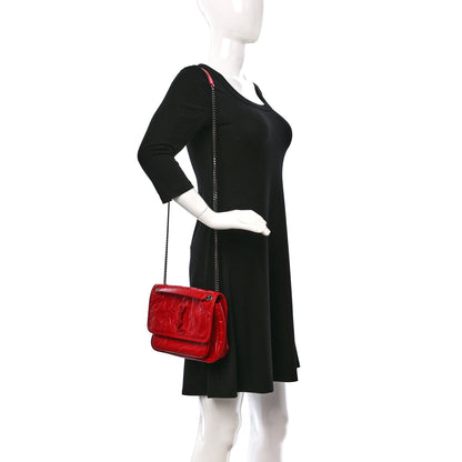 Saint Laurent Crinkled Calfskin Matelasse Monogram Baby Niki Chain Satchel Rouge Eros 2 of 8