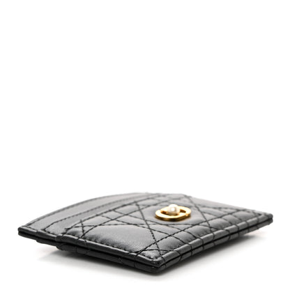 Christian Dior Lambskin Pearl Cannage Dior Jolie Freesia Card Holder Black 4 of 9