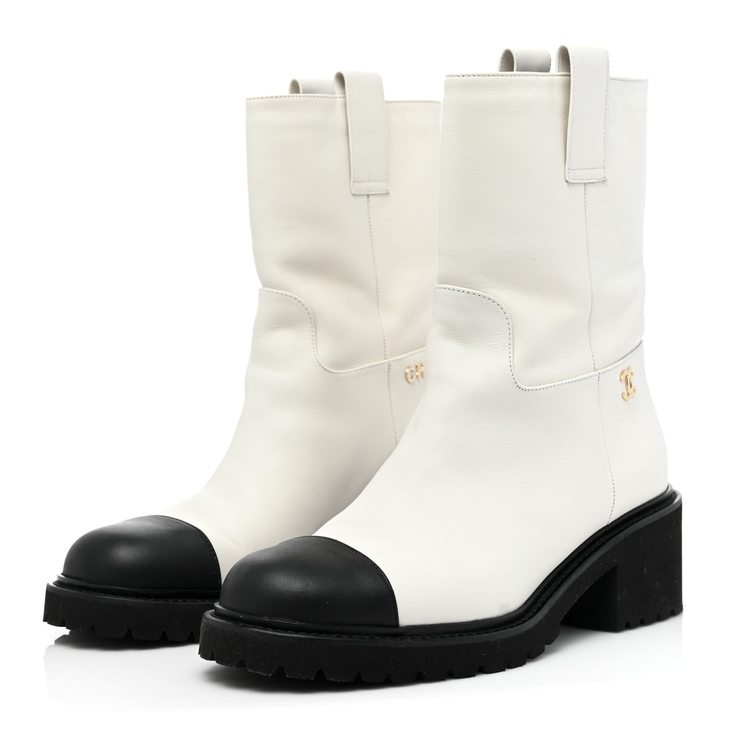 Calfskin CC Ankle Boots 38.5 White