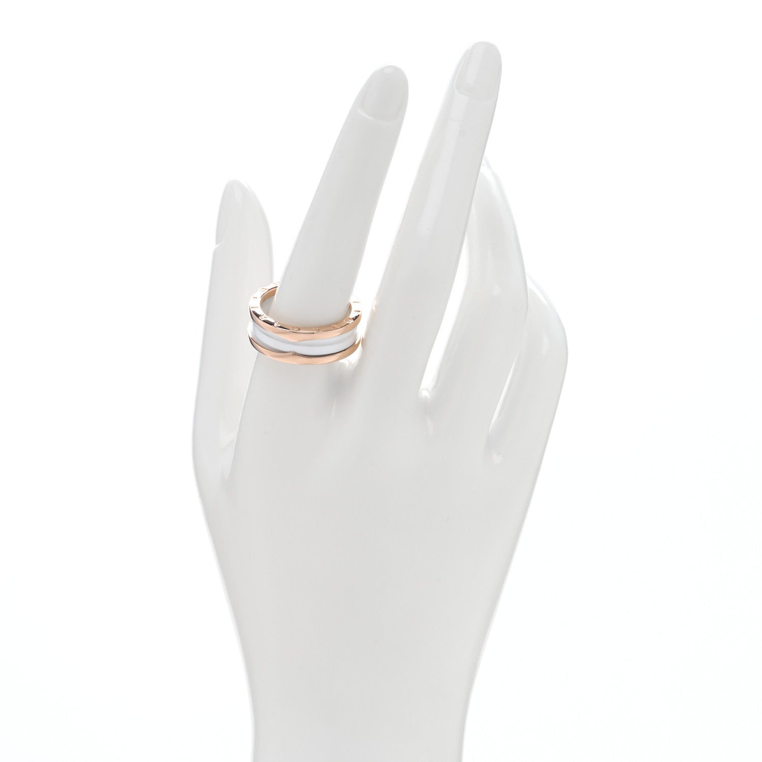 Bulgari 18K Rose Gold White Ceramic B.Zero1 Two-Band Ring 62 10 2 of 4