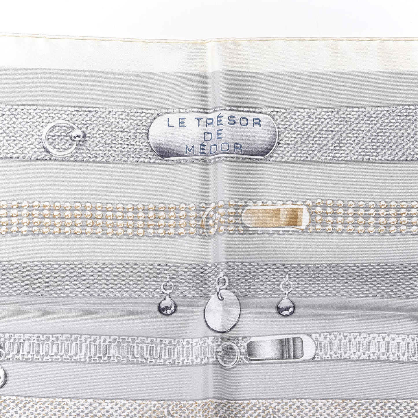 Silk Le Tresor De Medor Scarf 90 Ivory Gris Perle