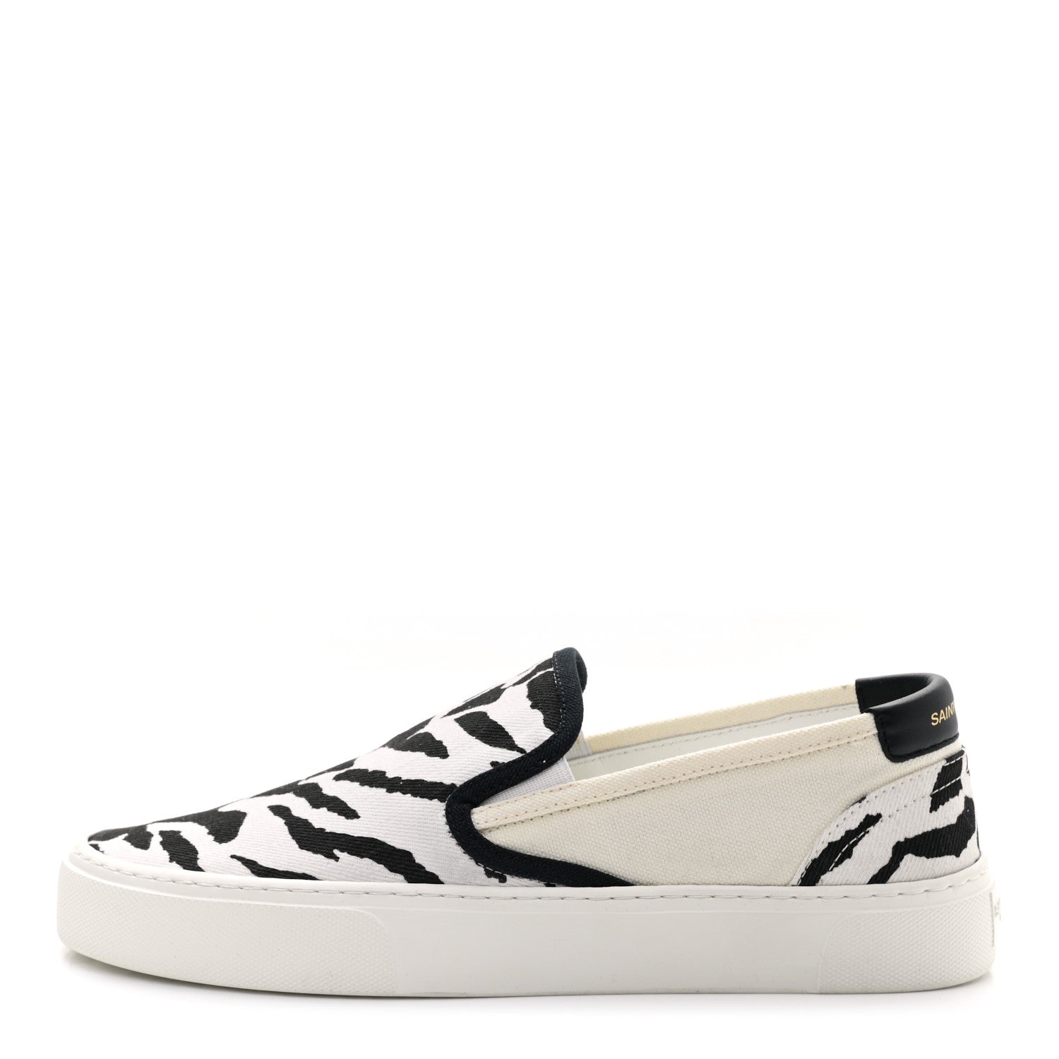 Saint Laurent Canvas Zebra Print Mens Venice Slip On Sneakers 39 Black White 1 of 8