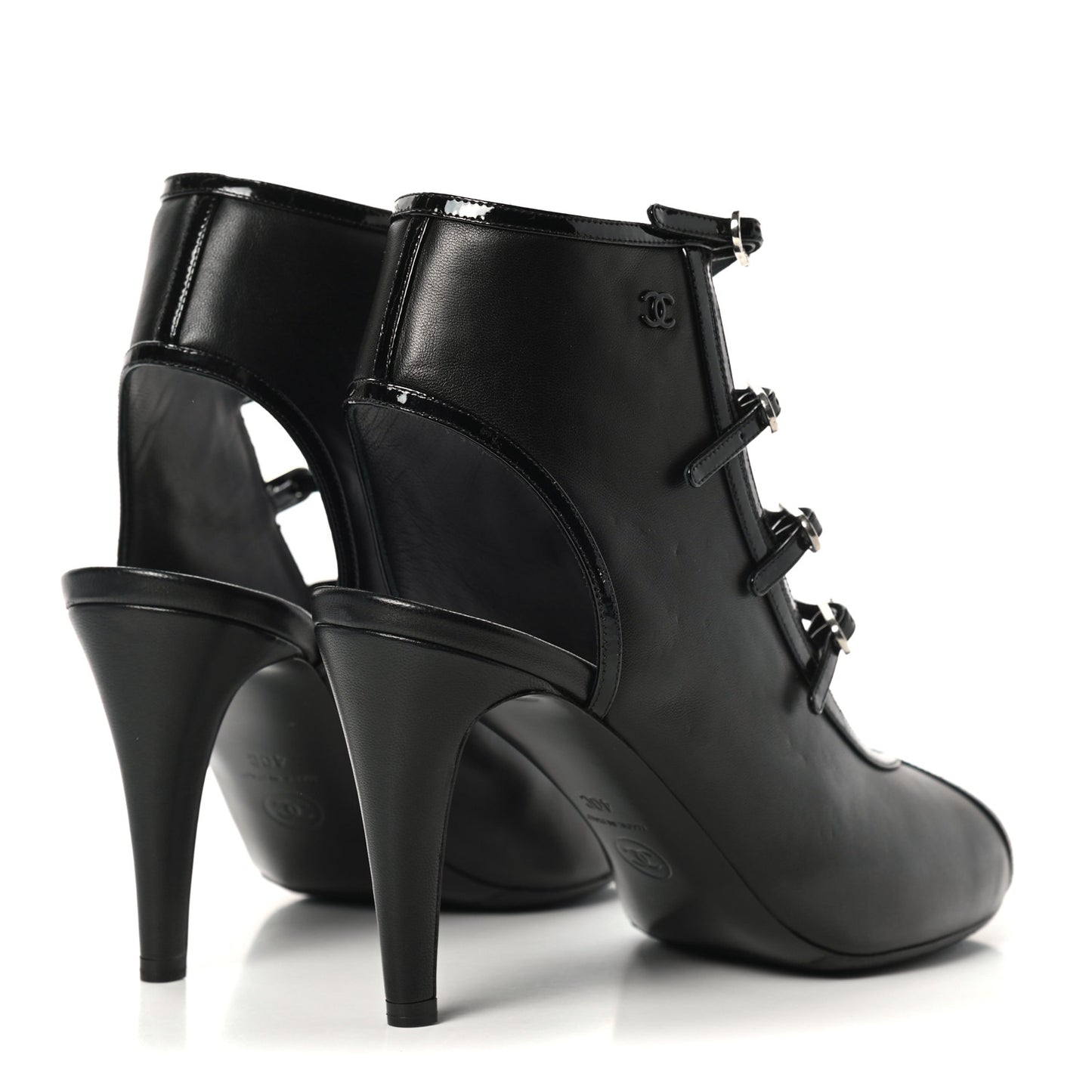 Patent Calfskin Lambskin Pumps 40 Black