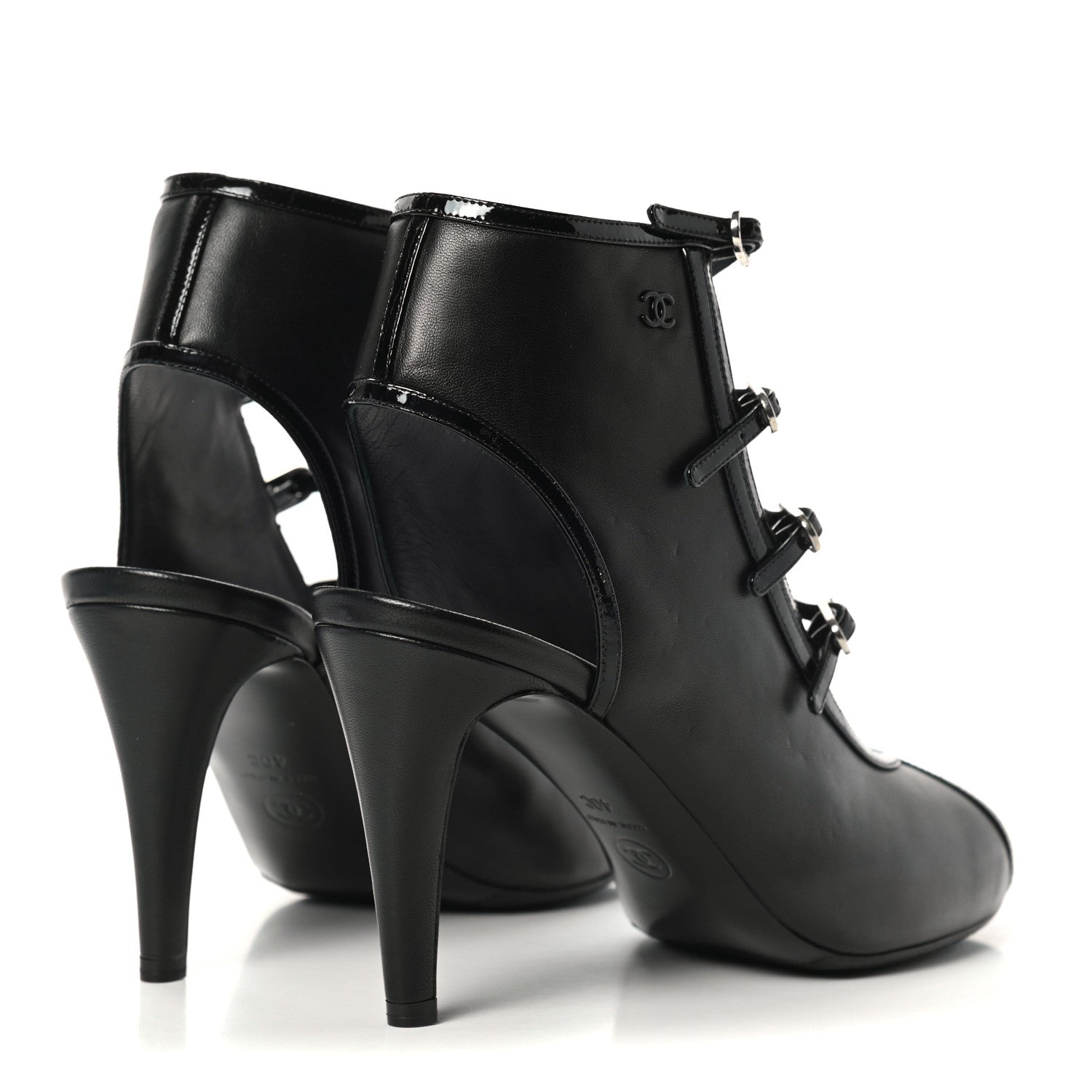 Chanel Patent Calfskin Lambskin Pumps 40 Black 4 of 8