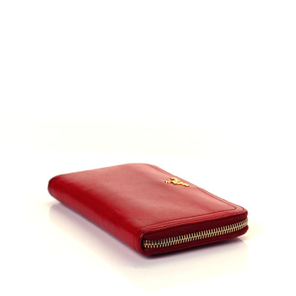 Prada Vitello Daino Metal Zip Around Wallet Rosso 8 of 16
