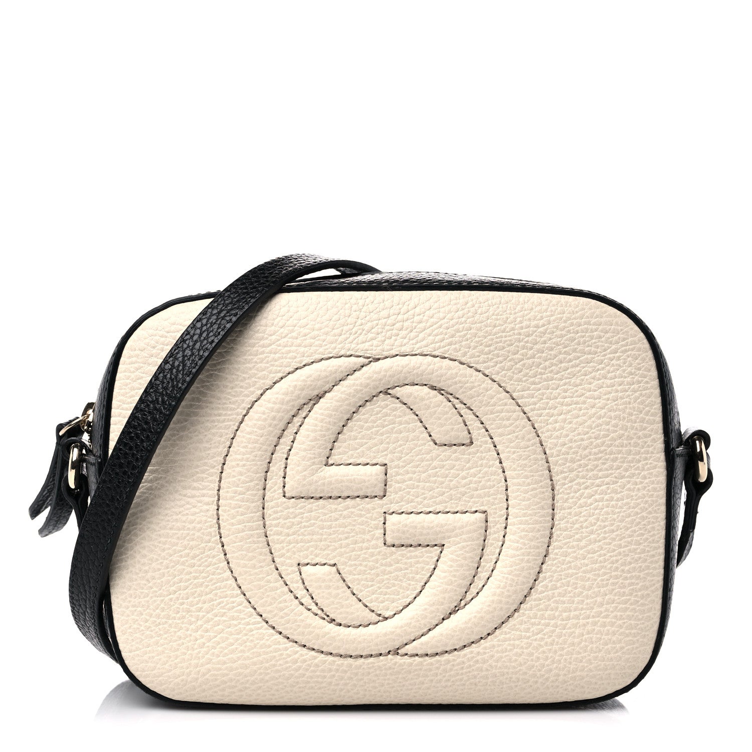 Gucci Dollar Calfskin Bi-Color Small Soho Disco Bag Mystic White Black 1 of 11