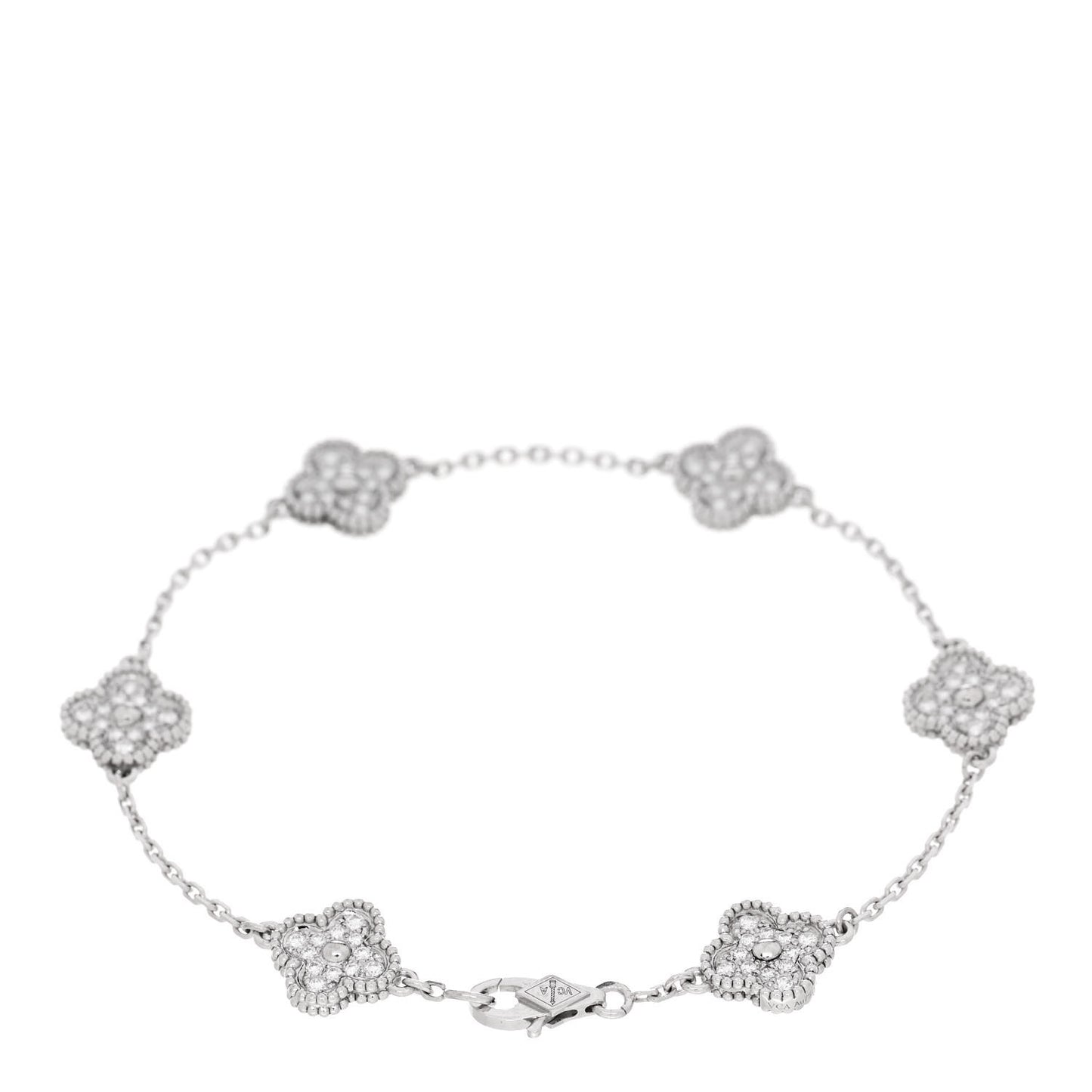 18K White Gold Diamond 6 Motifs Sweet Alhambra Bracelet
