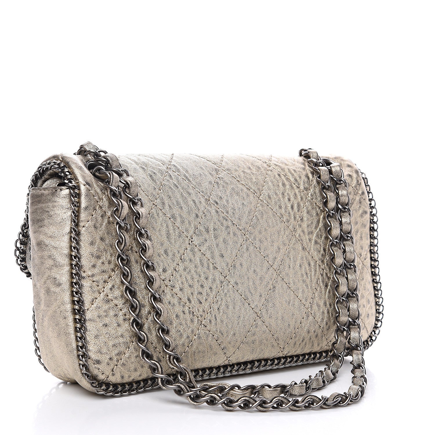 Chanel Distressed Lambskin Medium Leo Lion Flap Metallic 2 of 11