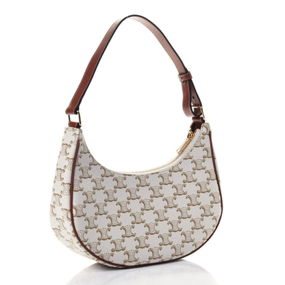 Celine Canvas Calfskin Ava Triomphe Shoulder Bag White 2 of 4