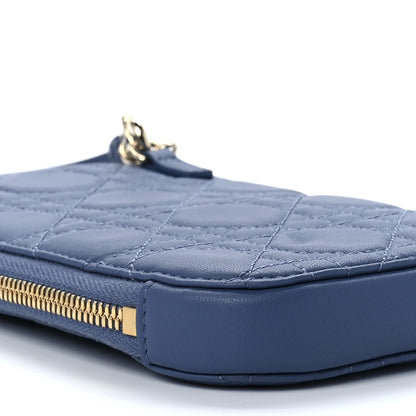 Christian Dior Lambskin Cannage Lady Dior Phone Holder Denim Blue 7 of 11