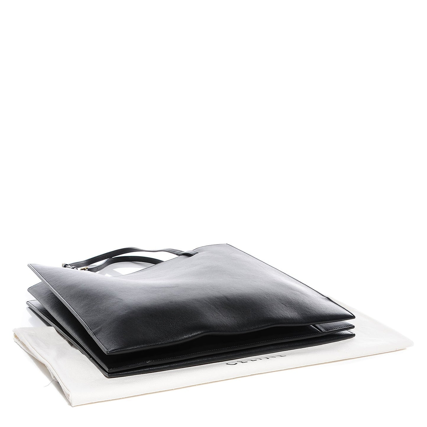 Smooth Calfskin Triple Shopper Tote Black