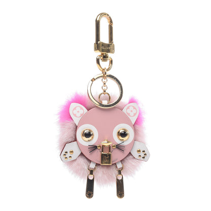 Louis Vuitton Calfskin Mink Fur Wild Puppet Bag Charm Key Holder Rose 1 of 4