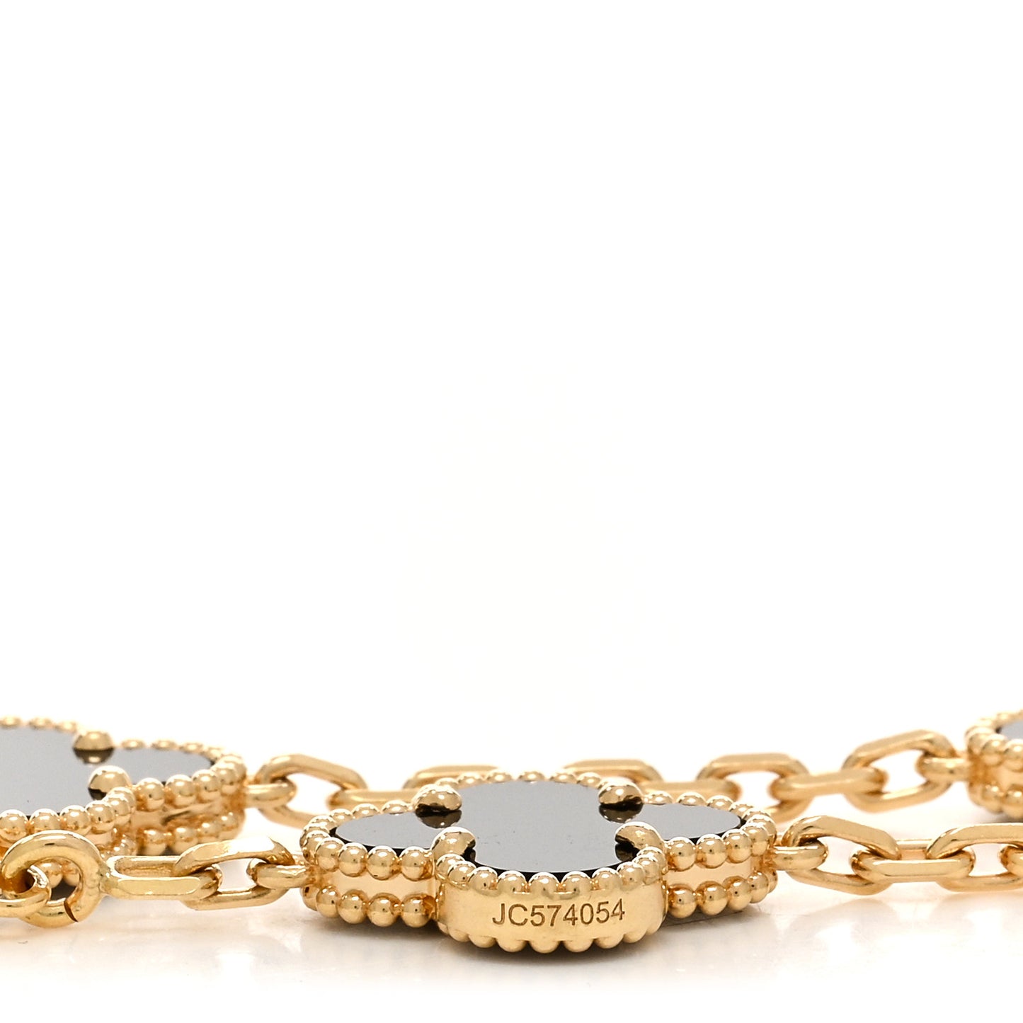 18K Yellow Gold Black Onyx 5 Motifs Vintage Alhambra Bracelet