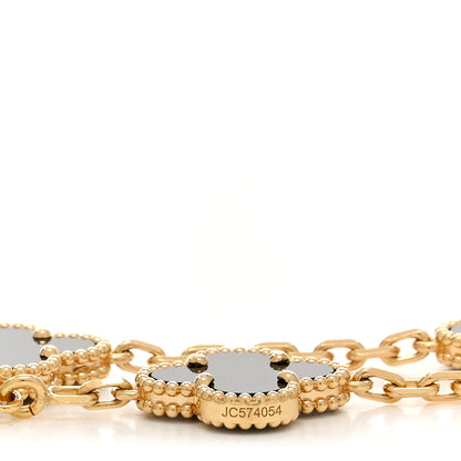 Van Cleef & Arpels 18K Yellow Gold Black Onyx 5 Motifs Vintage Alhambra Bracelet 4 of 5