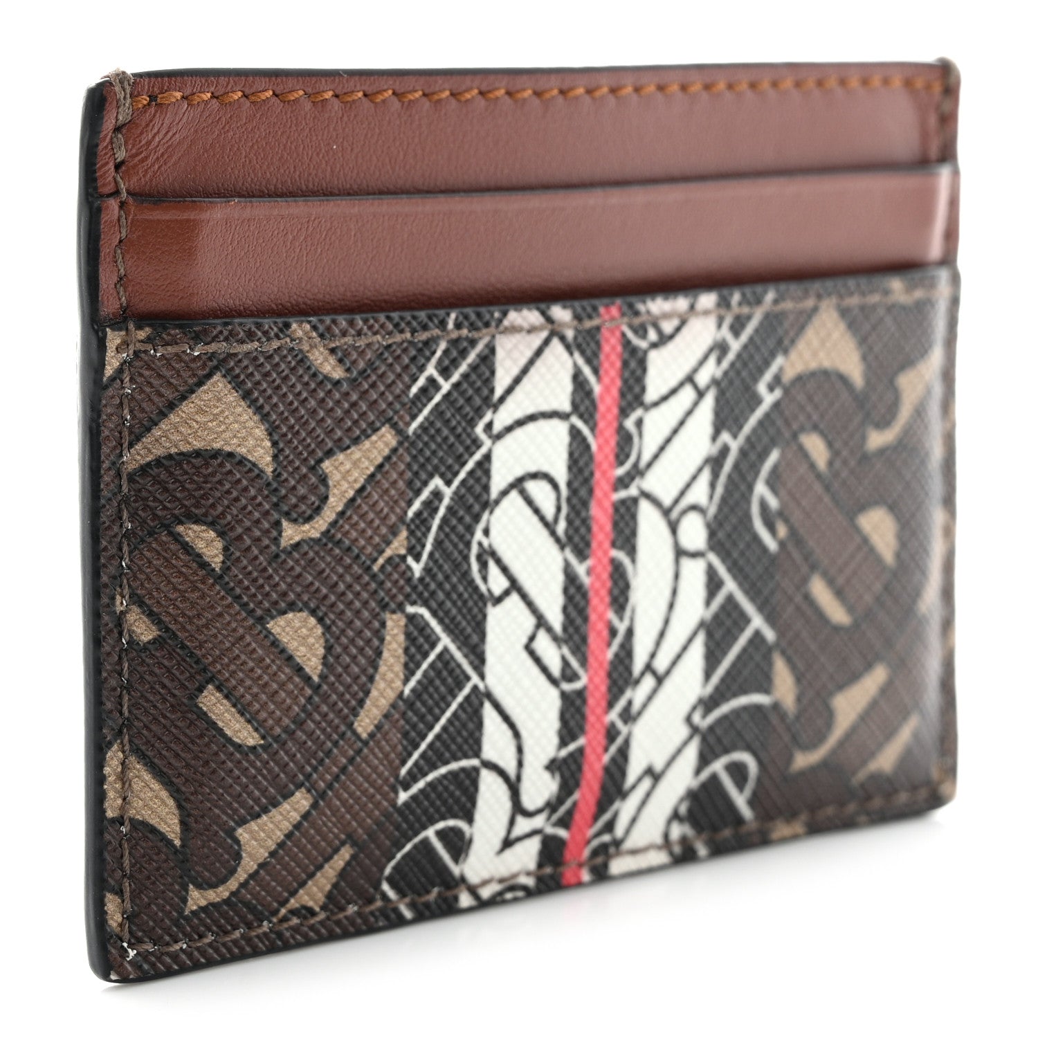 Burberry E-Canvas Monogram Stripe Card Case Bridle Brown 3 of 11
