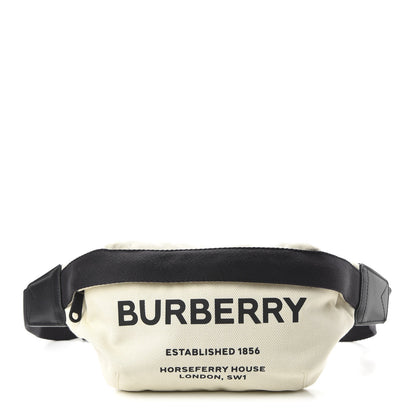 Burberry Canvas Horseferry Print Medium Sonny Bum Bag Natural Black 1 of 9