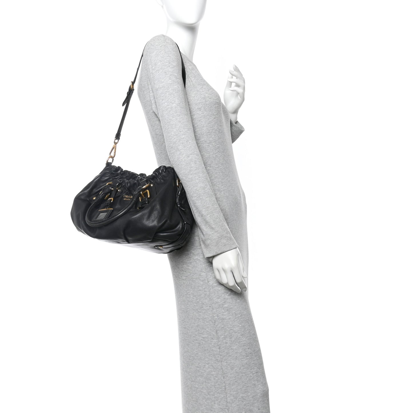 Vitello Soft Calfskin Shopping Satchel Black