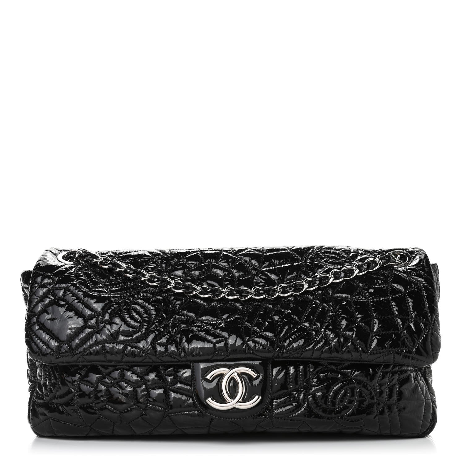 Chanel Vinyl Graphic Edge Flap Black 1 of 10
