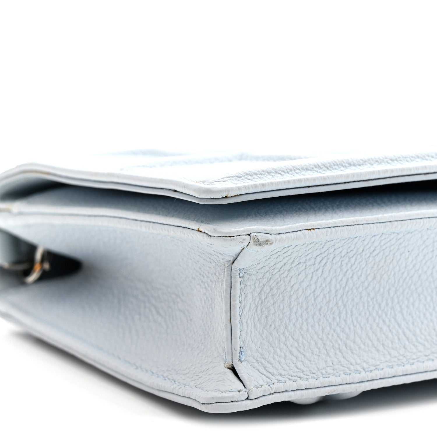 Christian Dior Grained Calfskin Diorama Wallet on Chain Pouch Light Blue 8 of 15