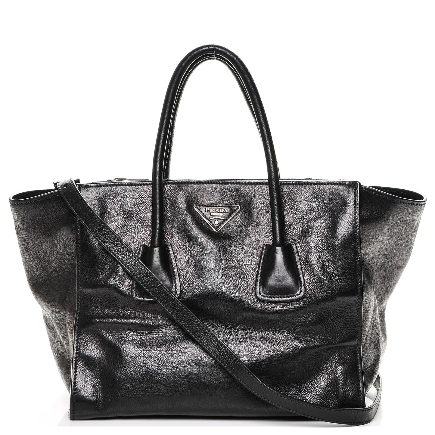 Glace Calf Twin Pocket Tote Nero Black
