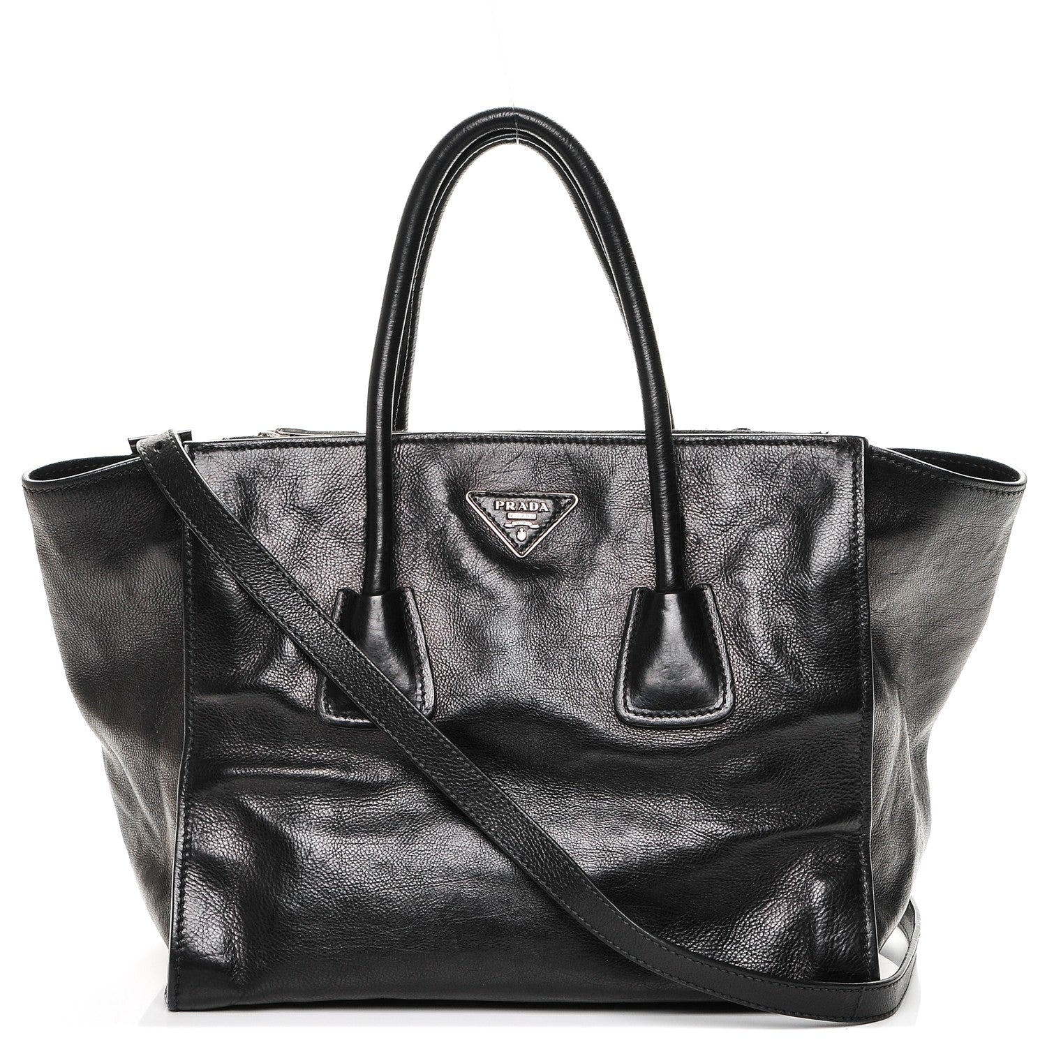Prada Glace Calf Twin Pocket Tote Nero Black 1 of 6