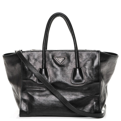 Prada Glace Calf Twin Pocket Tote Nero Black 1 of 6