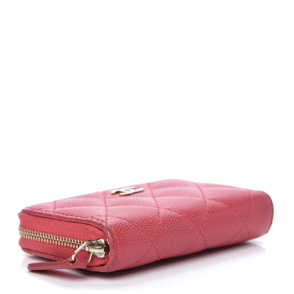 Chanel Caviar Quilted Zip Coin Purse Dark Pink 4 of 8