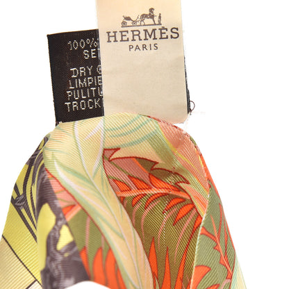 Hermes Silk Cheval Phoenix Twilly Orange Jaune Vif Vert 4 of 4