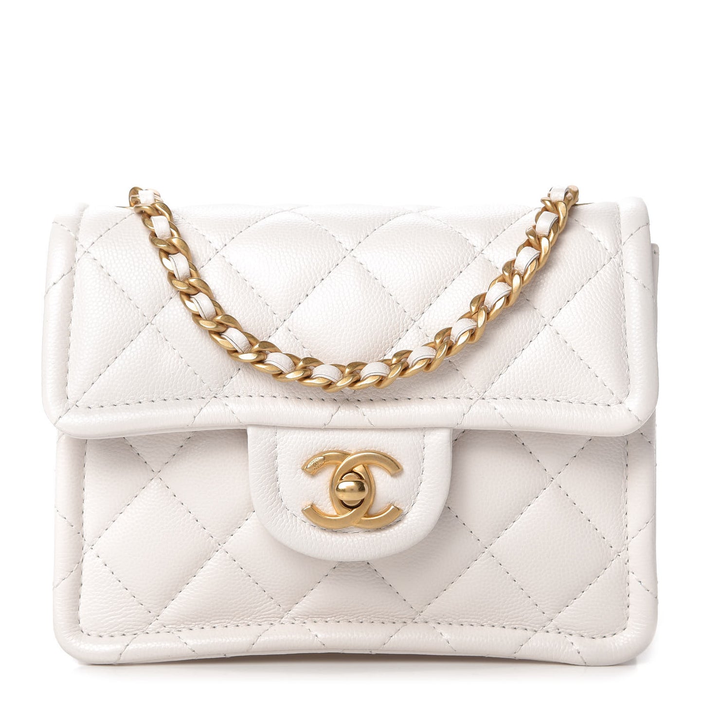 Caviar Quilted Mini Sweet Classic Flap White