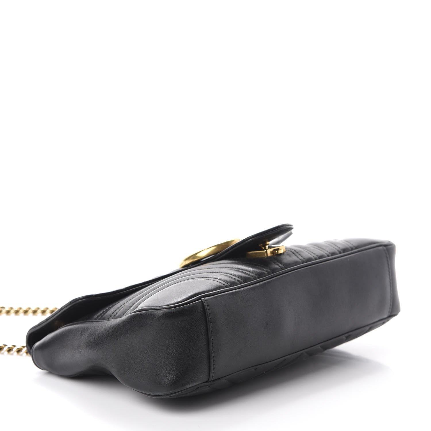 Gucci Calfskin Matelasse Medium GG Marmont Shoulder Bag Black 4 of 12