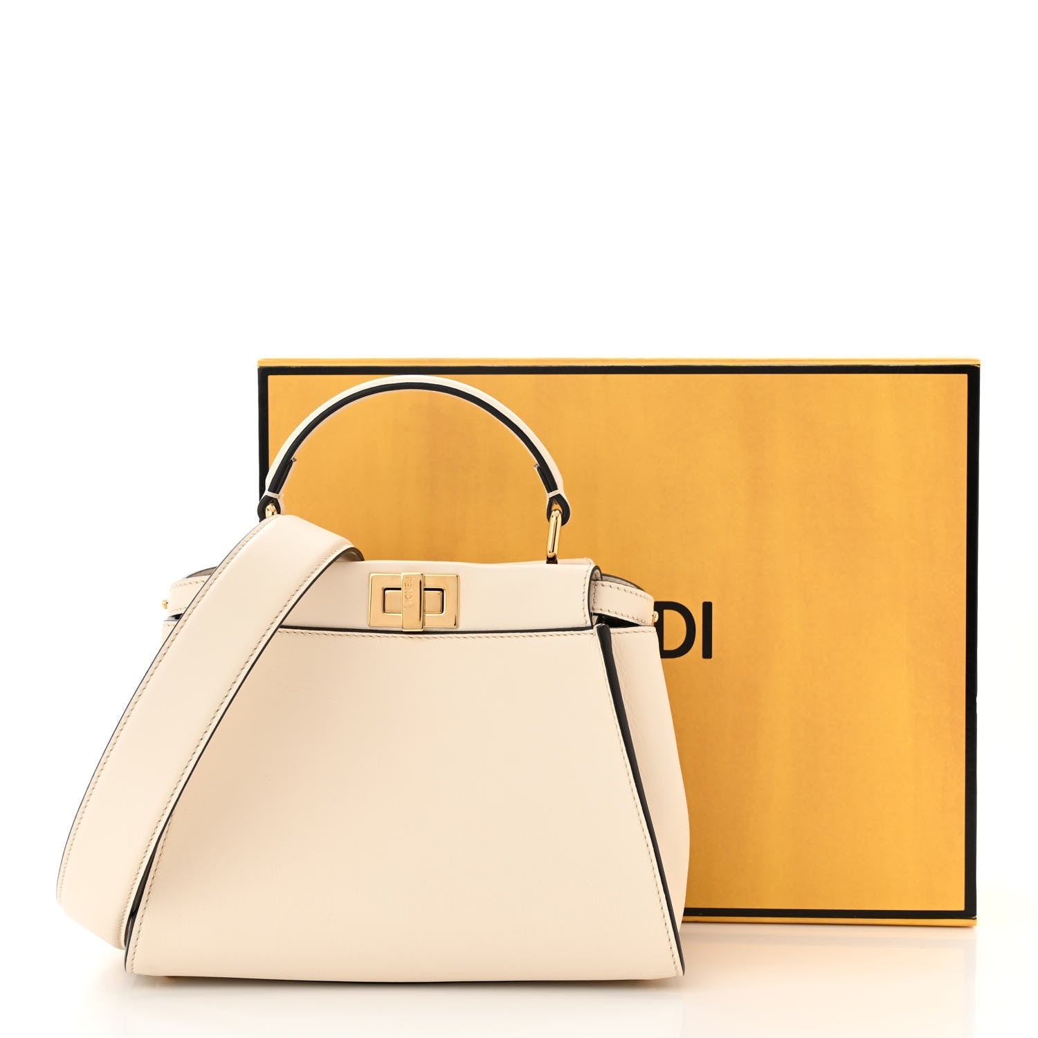 Fendi Vitello Seta Suede FF Mini Peekaboo Iconic Satchel Uovo Sigaro Marrone 11 of 11