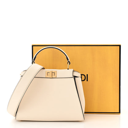 Fendi Vitello Seta Suede FF Mini Peekaboo Iconic Satchel Uovo Sigaro Marrone 11 of 11