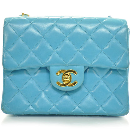 Chanel Lambskin Quilted Mini Flap Turquoise GHW 1 of 9