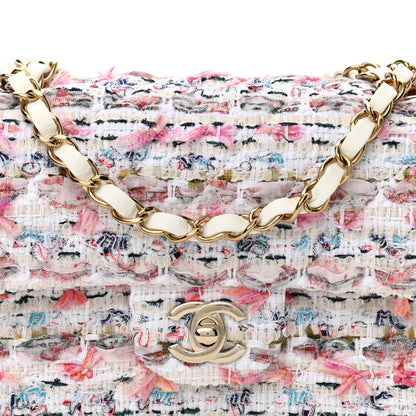 Chanel Tweed Quilted Mini Rectangular Flap White Pink Multicolor 8 of 11