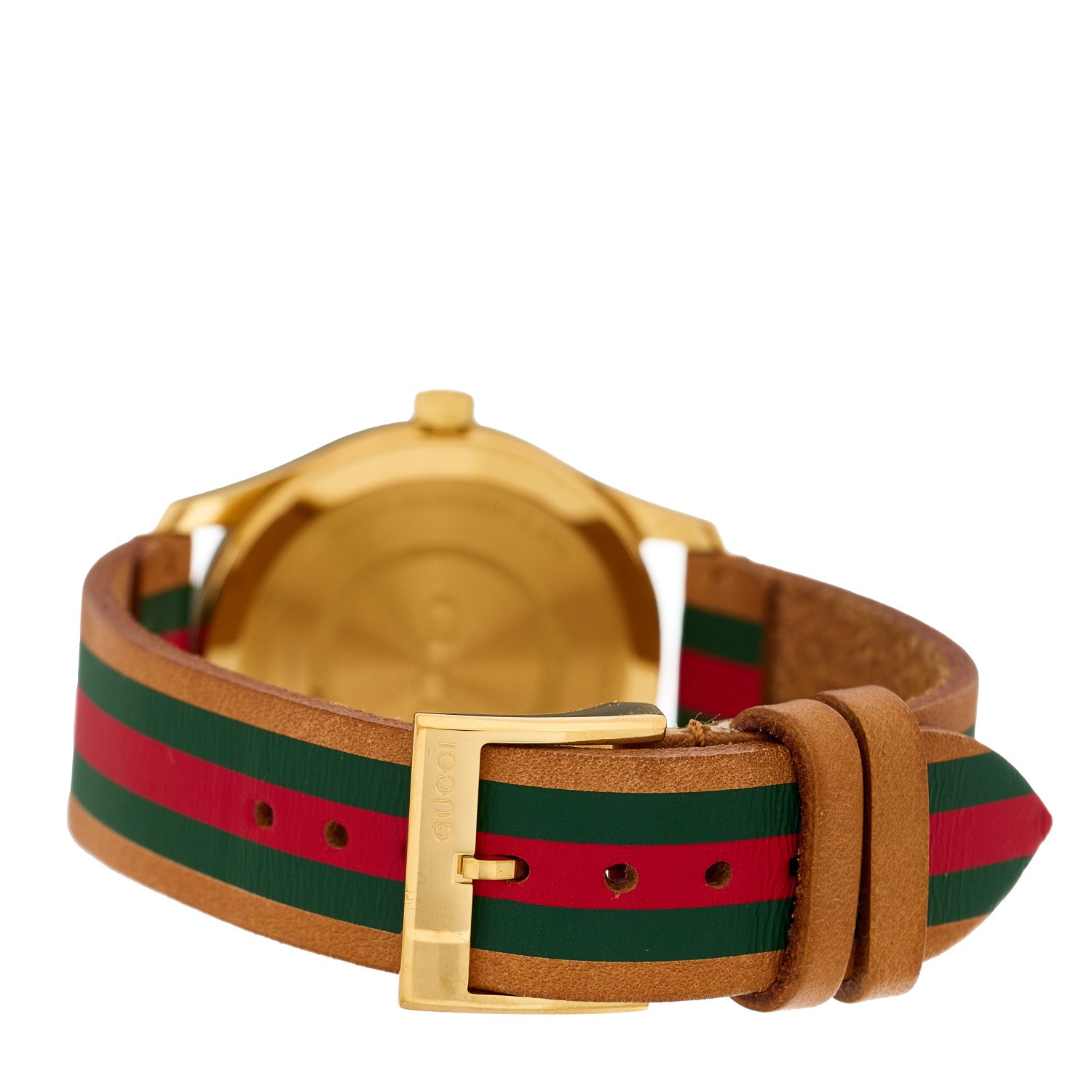 Gucci Stainless Steel Calfskin 38mm G-Timeless Stripe Web Quartz Watch Brown 3 of 4