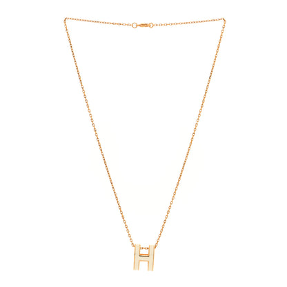 Hermes Lacquered Gold Pop H Pendant Necklace White 3 of 5